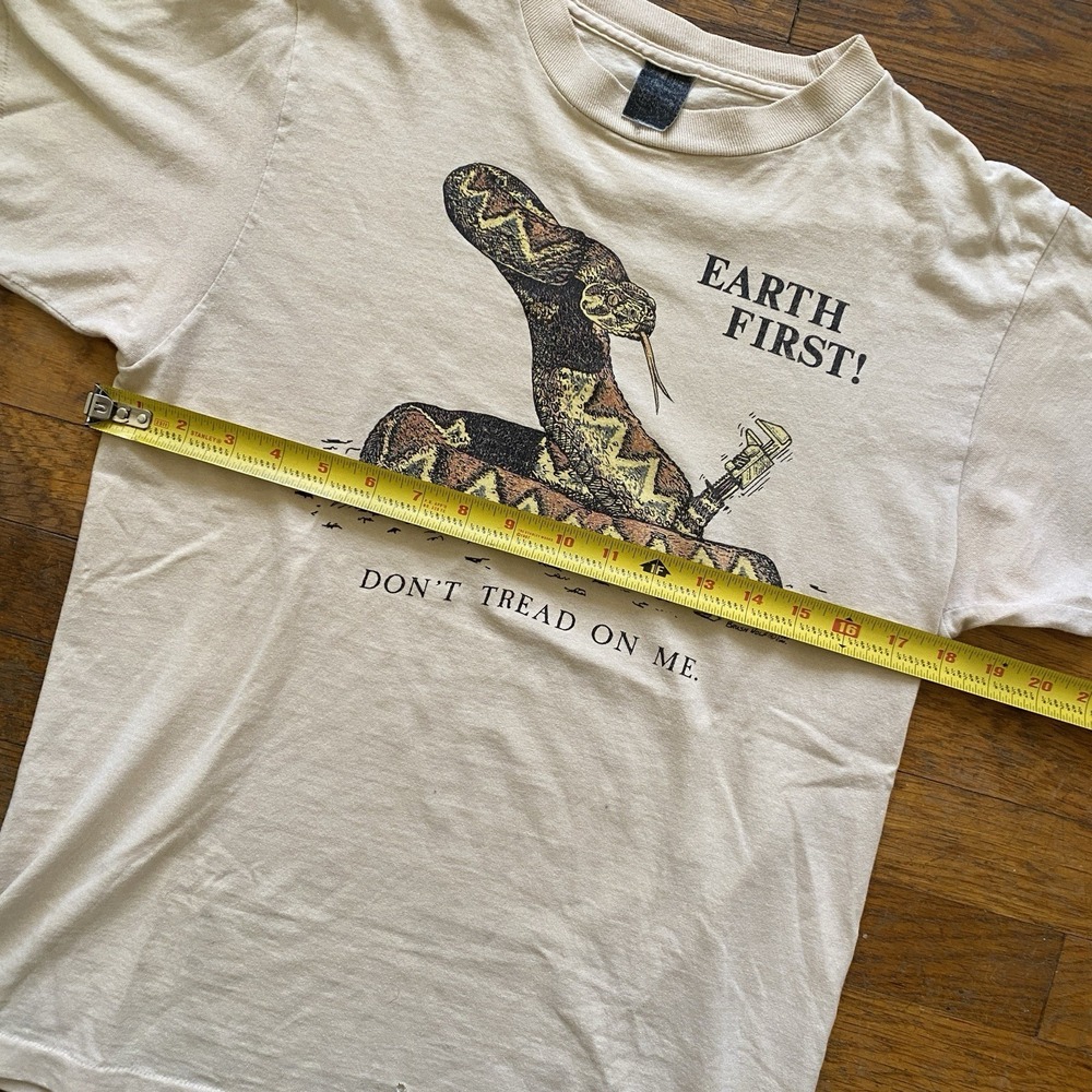 Vintage EARTH FIRST! 80s Tee Shirt Monkey Wrench Gang Ivory Medium Environmental - Picture 8 of 10